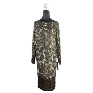 Y2K Baby Phat Sweater Dress Animal Print Gold Metallic Open Back Mob Wife Large